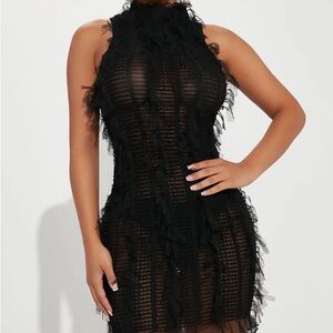 Petite So Dramatic Mesh Mini Dress - Black